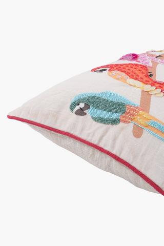 Textured Beaded Parrots Scatter Cushion, 40x60cm
