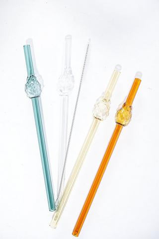 5 Piece Pineapple Glass Straws