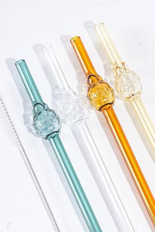 5 Piece Pineapple Glass Straws