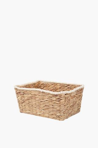 Hyacinth Utility Basket With Beadwork, Medium