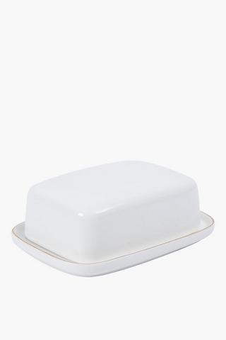 Metallic Rim Butter Dish