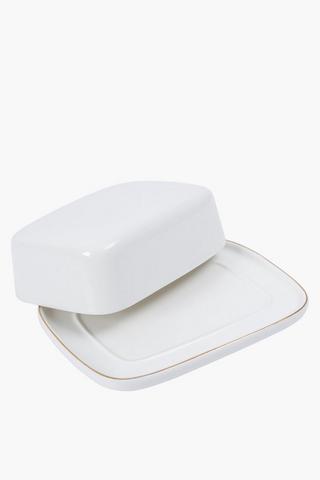 Metallic Rim Butter Dish