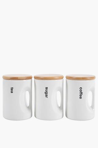 Set Of 3 Organic Handle Canisters