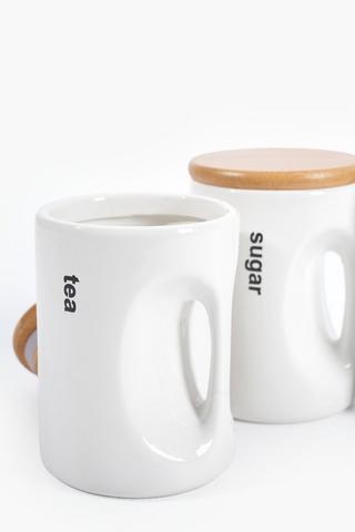 Set Of 3 Organic Handle Canisters