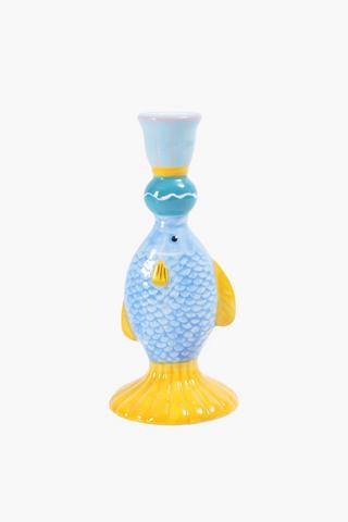 Ceramic Fish Dinner Candle Holder, 9x20.5cm