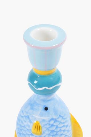 Ceramic Fish Dinner Candle Holder, 9x20.5cm