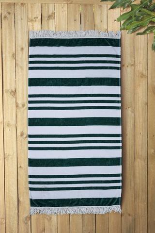 Cotton Fringe Bay Stripe Beach Towel, 85x160cm