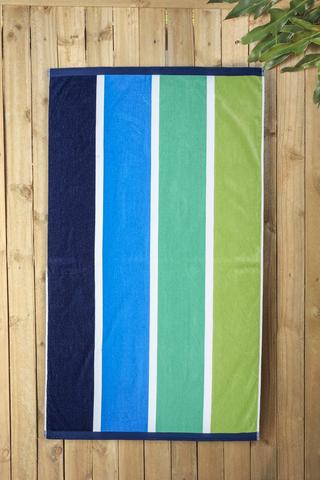 Cotton Jacquard Wide Stripe Beach Towel, 85x160cm