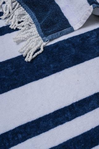 Cotton Fringe Bay Stripe Beach Towel, 85x160cm