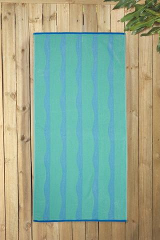 Cotton Jacquard Scallop Waves Beach Towel, 70x140cm