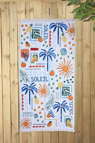 Polycotton Pablo Fringe Beach Towel, 85x160cm