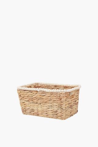 Hyacinth Utility Basket With Beadwork, Small