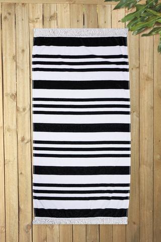 Cotton Jacquard Fringe Bay Stripe Beach Towel, 85x160cm