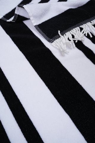 Cotton Jacquard Fringe Bay Stripe Beach Towel, 85x160cm