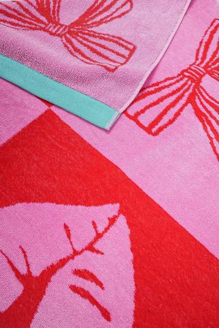 Cotton Jacquard Lips And Bows Beach Towel, 85x160cm