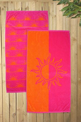 2 Pack Cotton Jacquard Sun Beach Towels, 70x130cm