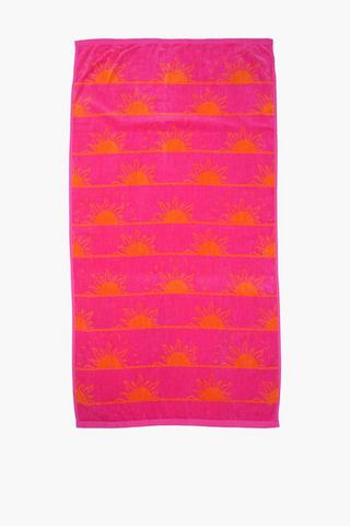 2 Pack Cotton Jacquard Sun Beach Towels, 70x130cm