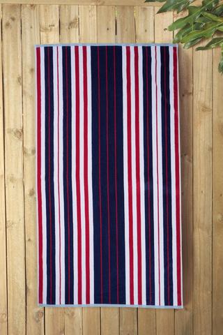 Cotton Jacquard Nautical Stripe Beach Towel, 85x160cm