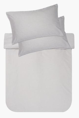 Poly Linen Look Plain Duvet Cover Set