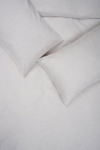 Poly Linen Look Plain Duvet Cover Set