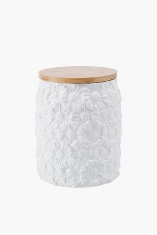 Large Embroidered Flower Canister
