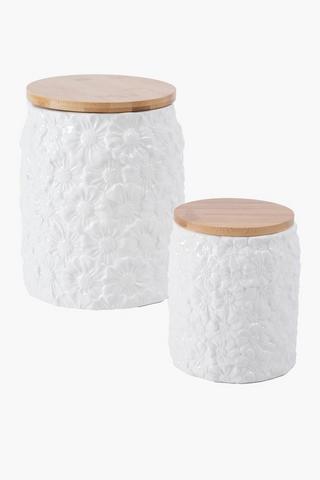 Large Embroidered Flower Canister