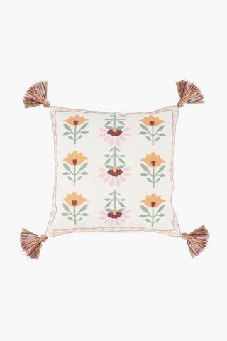 Embroidered Inez Floral Scatter Cushion, 50x50cm