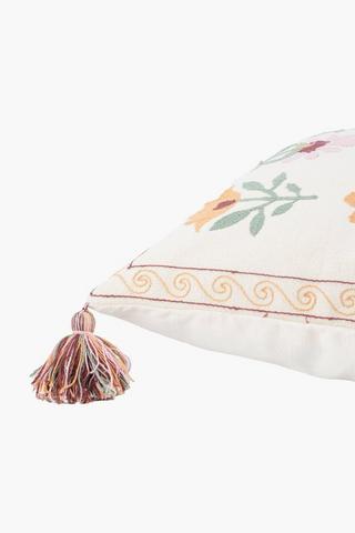 Embroidered Inez Floral Scatter Cushion, 50x50cm