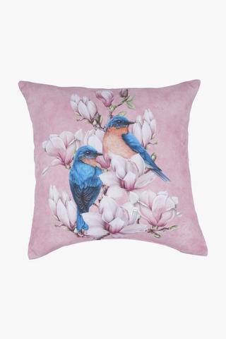 Printed Bird Floral Scatter Cover Only, 50x50cm