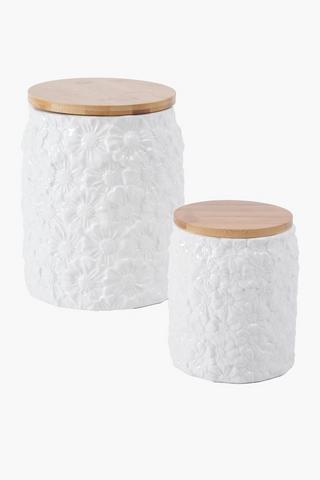 Medium Embroidered Flower Canister
