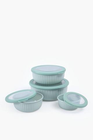 8 Piece Ribbed Plastic Container Set