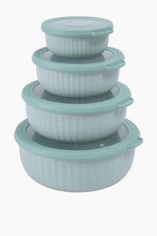 8 Piece Ribbed Plastic Container Set