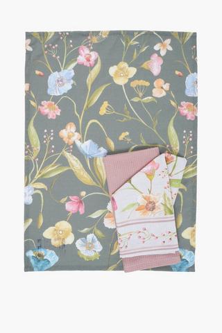 3 Pack Ingrid Floral Tea Towel Set