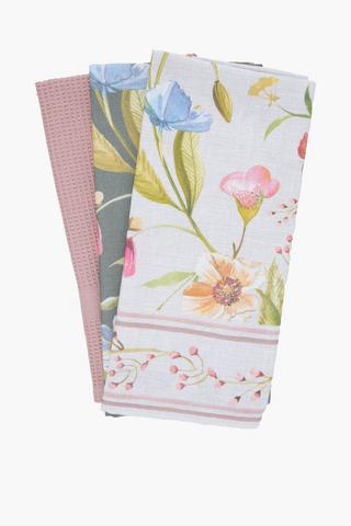3 Pack Ingrid Floral Tea Towel Set