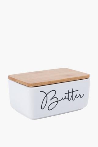 Script Ceramic Butter Dish