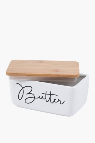 Script Ceramic Butter Dish