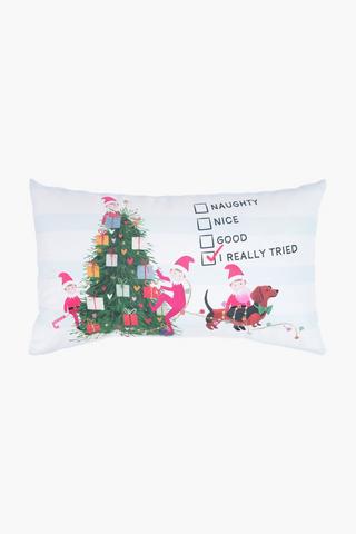 Christmas Elves Scatter Cushion, 50x30cm