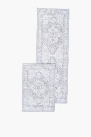 2 Pack Delft Chenille Kitchen Mat, 57x37cm