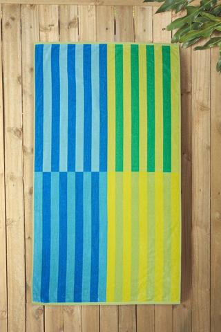 Cotton Jacquard Multi Stripe Towel, 85x160cm