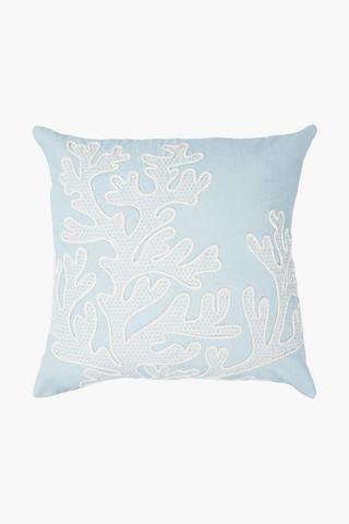 Textured Printed Coral Scatter Cushion, 50x50cm