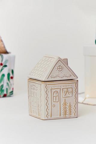 Small Christmas House Storage Jar