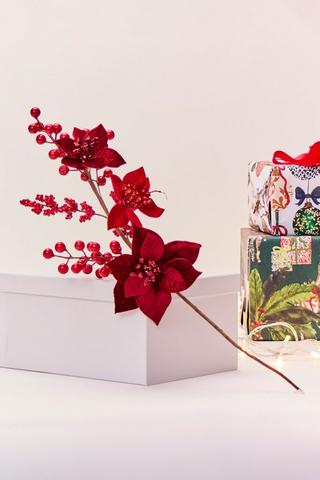 Poinsettia Berry Single Stem, 59cm