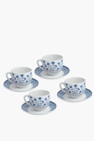 4 Pack Rita Porcelain Cup And Saucer Set