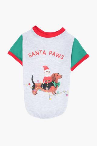 Christmas Santa Paws Pet T-shirt