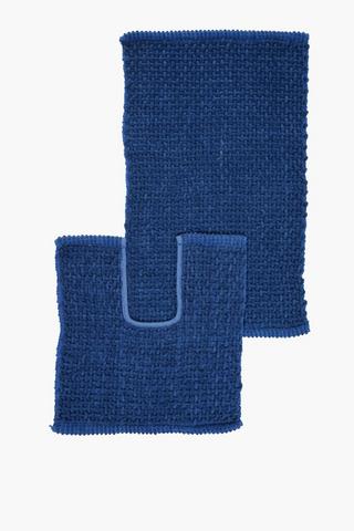 2 Piece Cotton Basket Weave Bath Mat Set