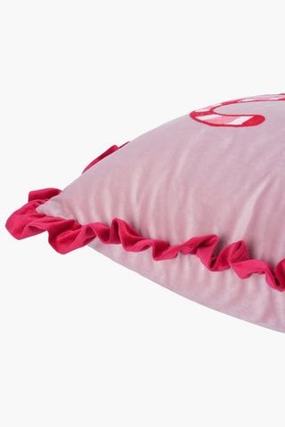 Christmas Velvet Embroidered Candy Cane Scatter Cushion, 60x60cm