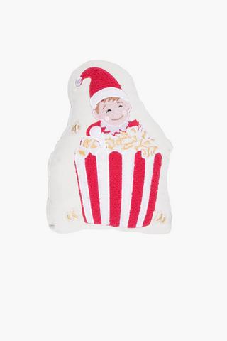 Christmas Elf Popcorn Shaped Scatter Cushion, 40cm
