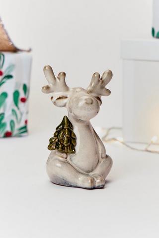 Seated Reindeer Statue, 9x14cm