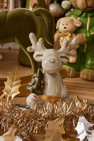Seated Reindeer Statue, 9x14cm