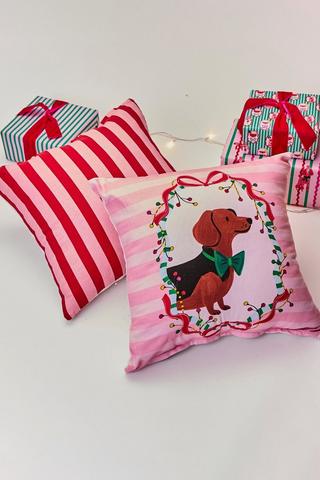 Christmas 2 Pack Jolly Dog Scatter Cover Only, 45x45cm